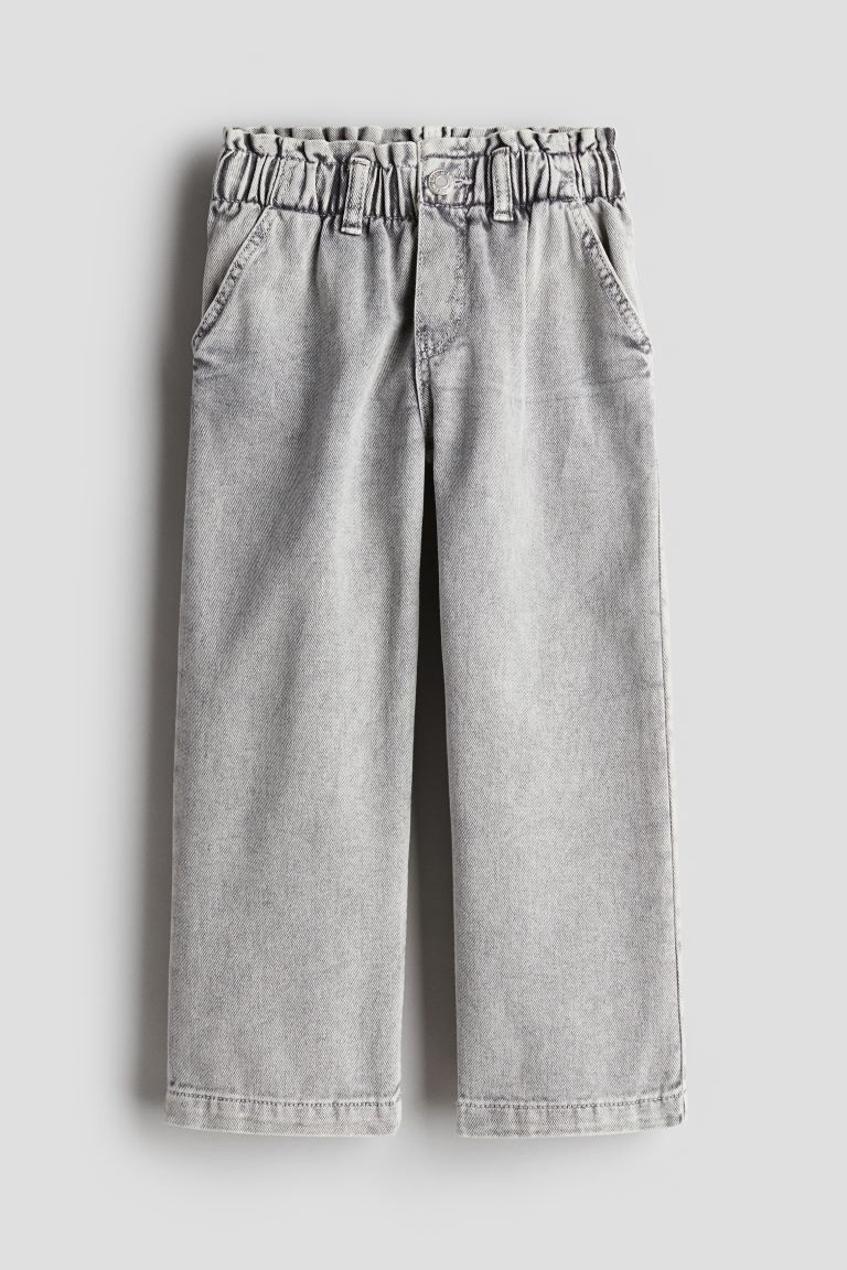 Wide Leg Paper-bag Jeans - Regular waist - Long - Denim gray - Kids | H&M US | H&M (US + CA)