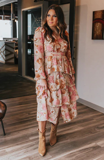 Wild Whims Rose Tiered Ruffle Maxi Dress | Apricot Lane Boutique