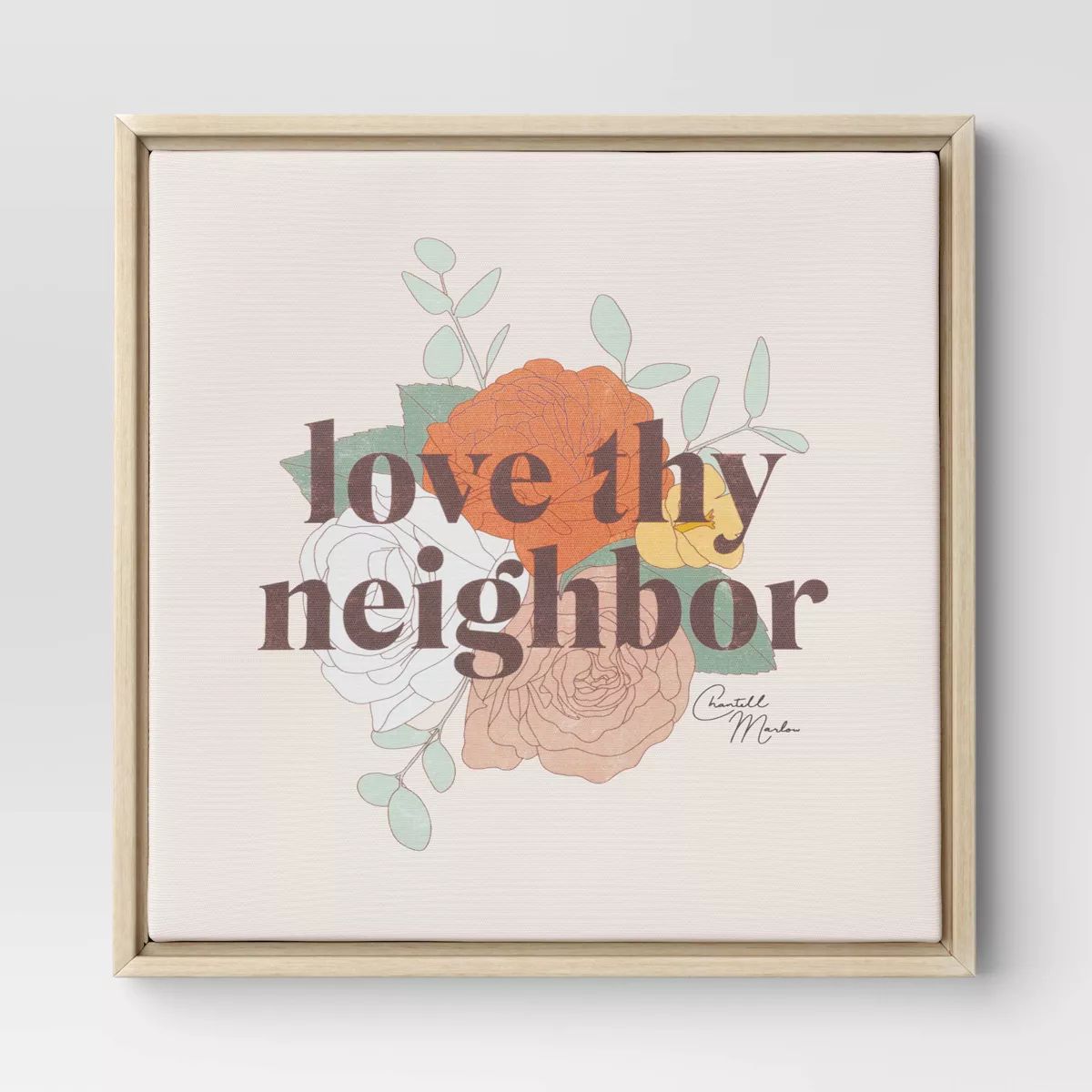 12" x 12" Love The Neighbor by Chantell Marlow Framed Wall Canvas - Threshold™ | Target
