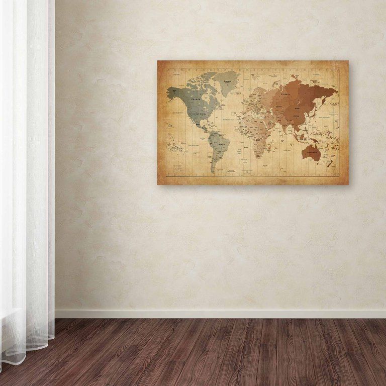 Trademark Fine Art "Time Zones Map of the World" Canvas Art by Michael Tompsett | Walmart (US)