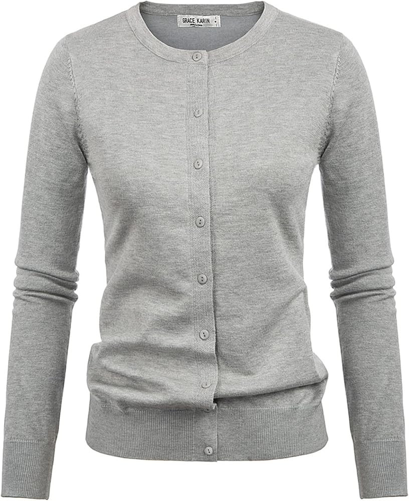 GRACE KARIN Women's Classic Long Sleeve Knit Cardigan Sweaters Casual Open Front Button Down Card... | Amazon (US)