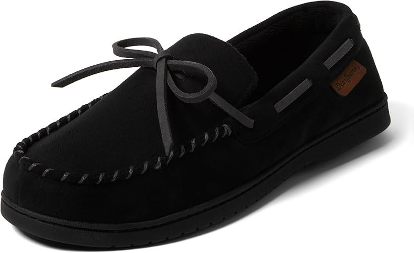 Dearfoams Men's Microsuede Moccasin with Tie Slipper | Amazon (US)