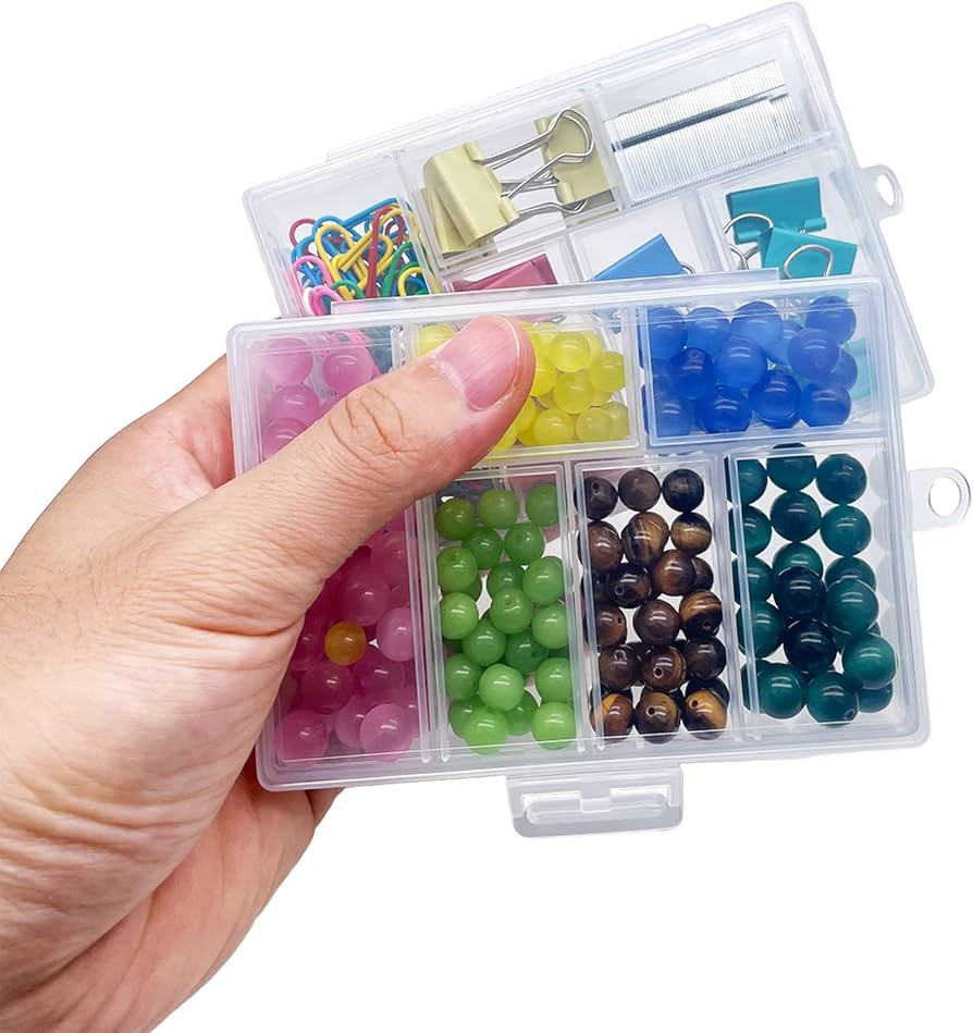 Plastic Organizer Box with Dividers - 2 PCS Small Plastic Container with Compartments, 6 Compartm... | Amazon (US)