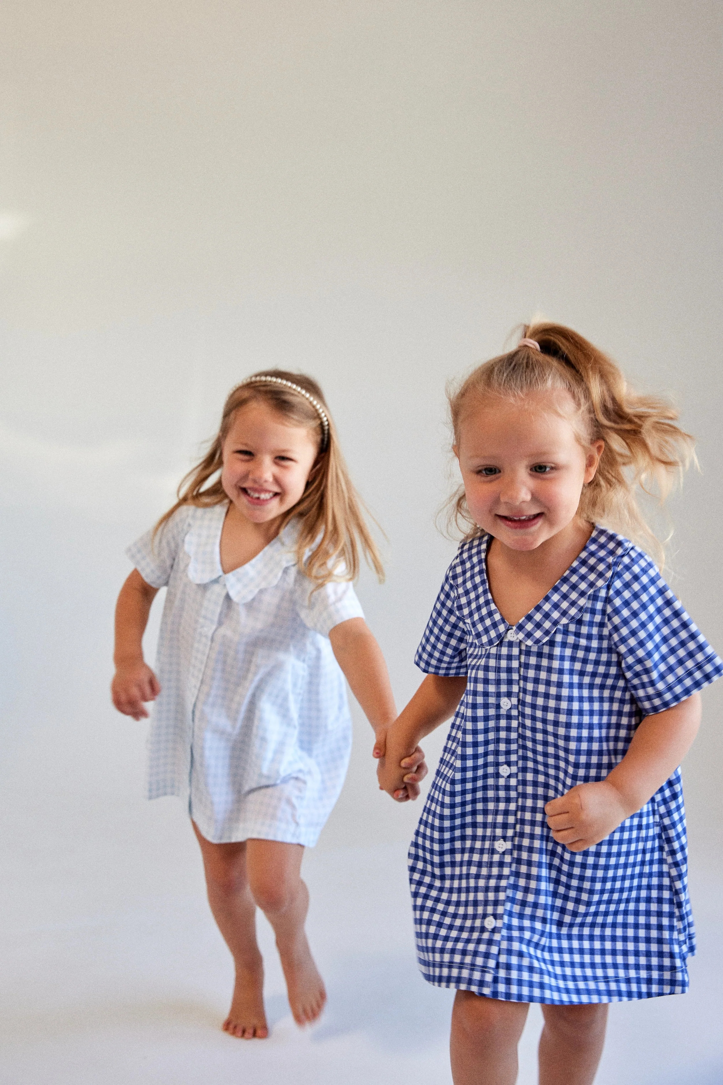 Girls Penelope Lounge Dress - Gingham Navy Blue | Piyama US