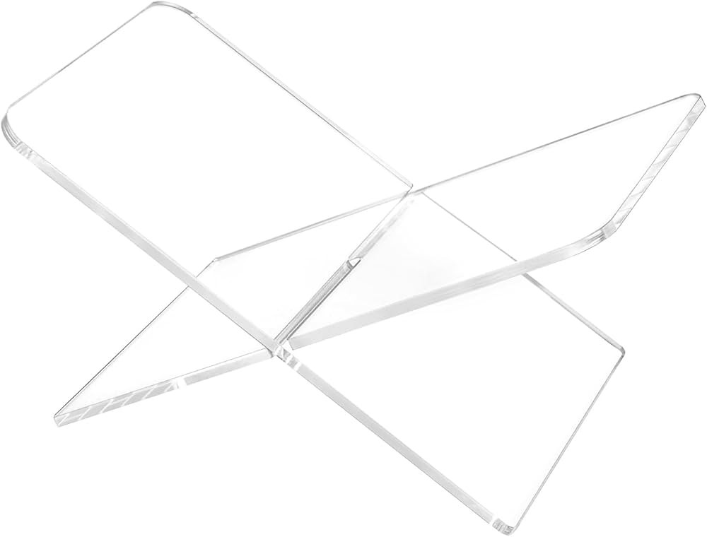 QWORK Acrylic Book Stand, Large 11 x 7 x 6 inch X-Shaped Display Stand for Books, Cookbooks, Art ... | Amazon (US)