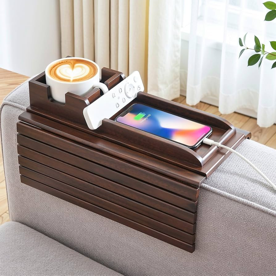 Couch Arm Tray, Bamboo Sofa Tray Table for Couch, Anti-Slip Armrest Organizer, 2-in-1 Split Desig... | Amazon (US)