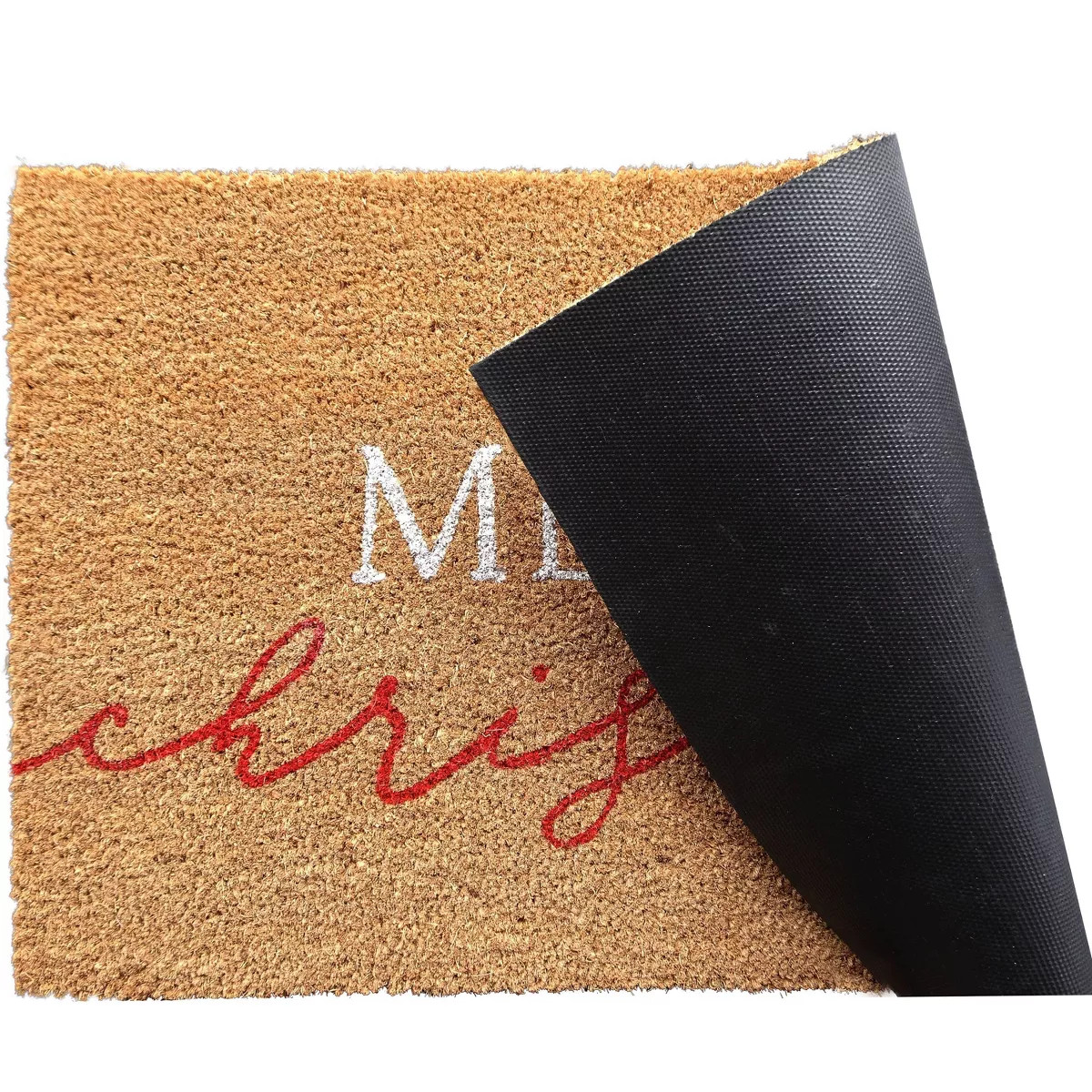 Merry Christmas Mistletoe Coir Doormat Red | Target