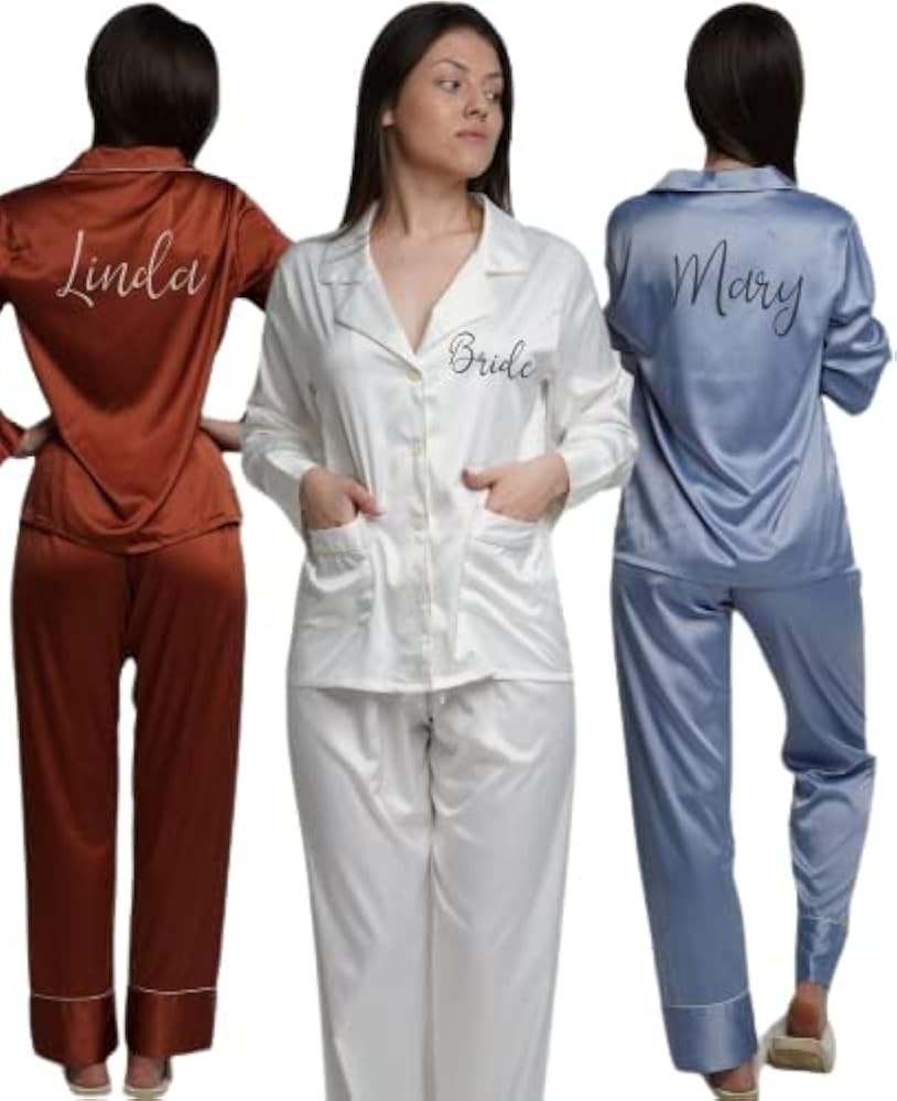 Custom Pajamas for Bridal Party, Bridesmaid Pajamas, Pajama for Women, Two piece PJ Sets, Soft Sl... | Amazon (US)