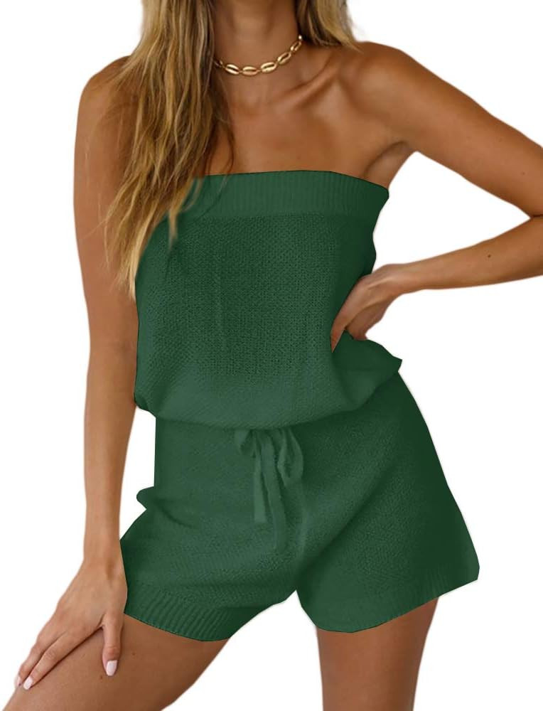 Chang Yun Womens Summer Jumpsuits Casual Loose Sleeveless Off Shoulder Elastic Waist Romper Loung... | Amazon (US)