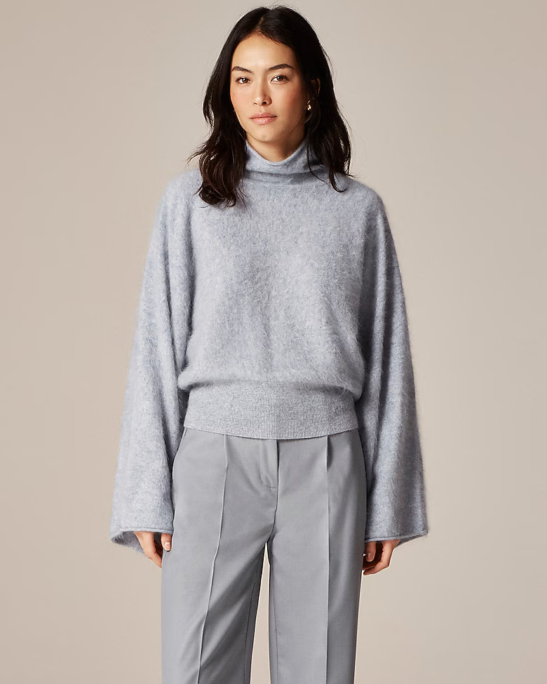 Wide-sleeve brushed cashmere turtleneck sweater | J. Crew US