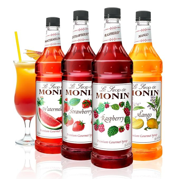 Monin - Summer Variety Pack, Fruit Flavored Syrup, Mango, Strawberry, Raspberry, & Watermelon Syr... | Amazon (US)