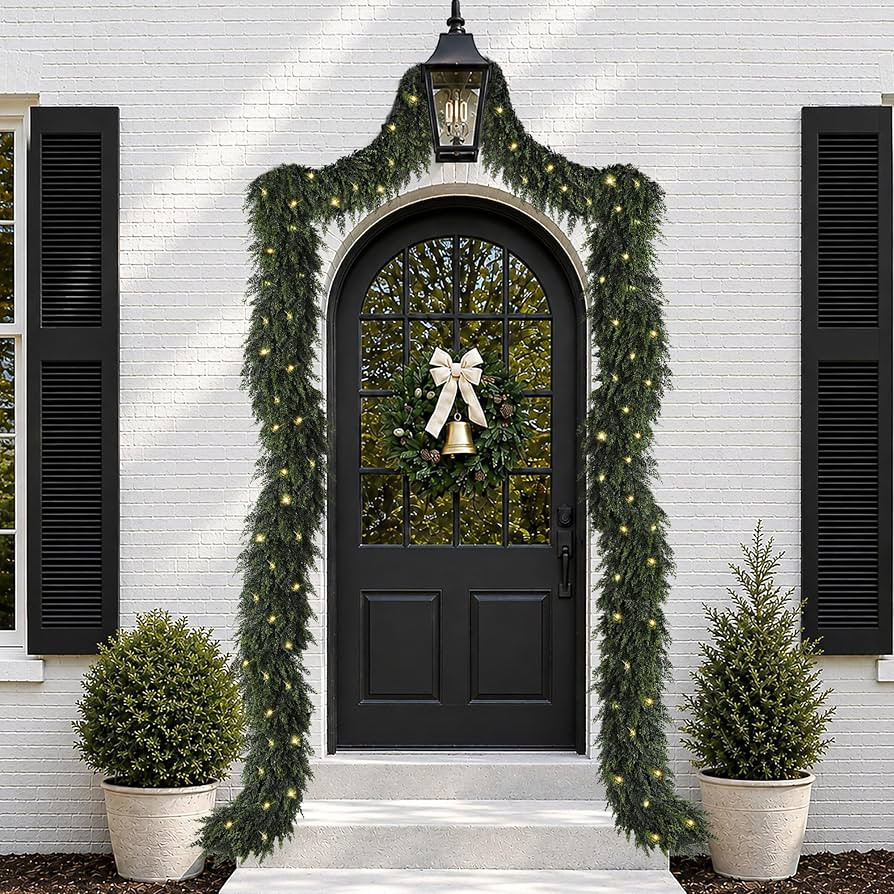 15FT Real Touch Cedar Christmas Garland with Seperate String Lights | Amazon (US)