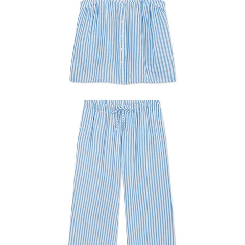 Hamptons Pants Set in Sail Blue Awning Stripe | Lake Pajamas