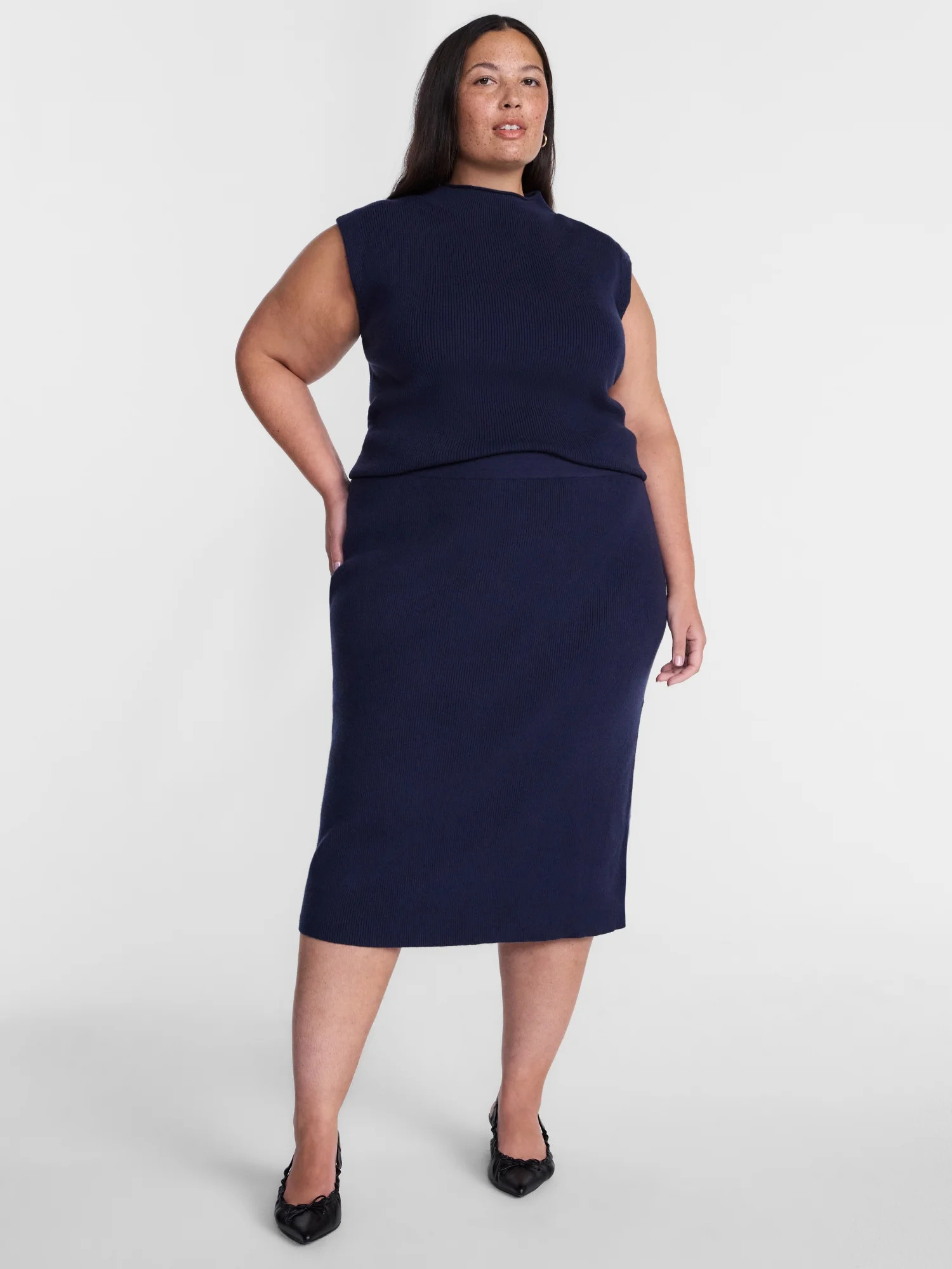 Terra & Sky Women\u2019s Plus Mock Neck Pullover Top and Midi Skirt Set, 2 Piece, Sizes 0X-5X | Walmart (US)