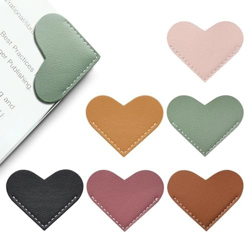 Leather Heart Bookmarks - Winjeto 6 Pieces Cute Corner Page Book Marks for Teachers Students Book... | Amazon (US)