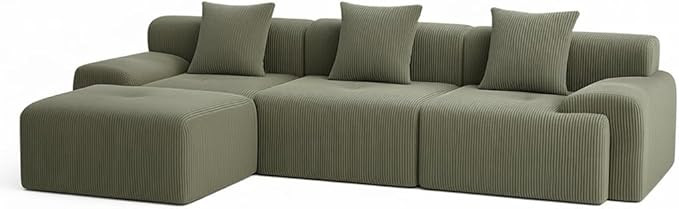 118" Modern L-Shaped Modular Sectional Sofa, Boneless Couches for Living Room, Corduroy Upholster... | Amazon (US)