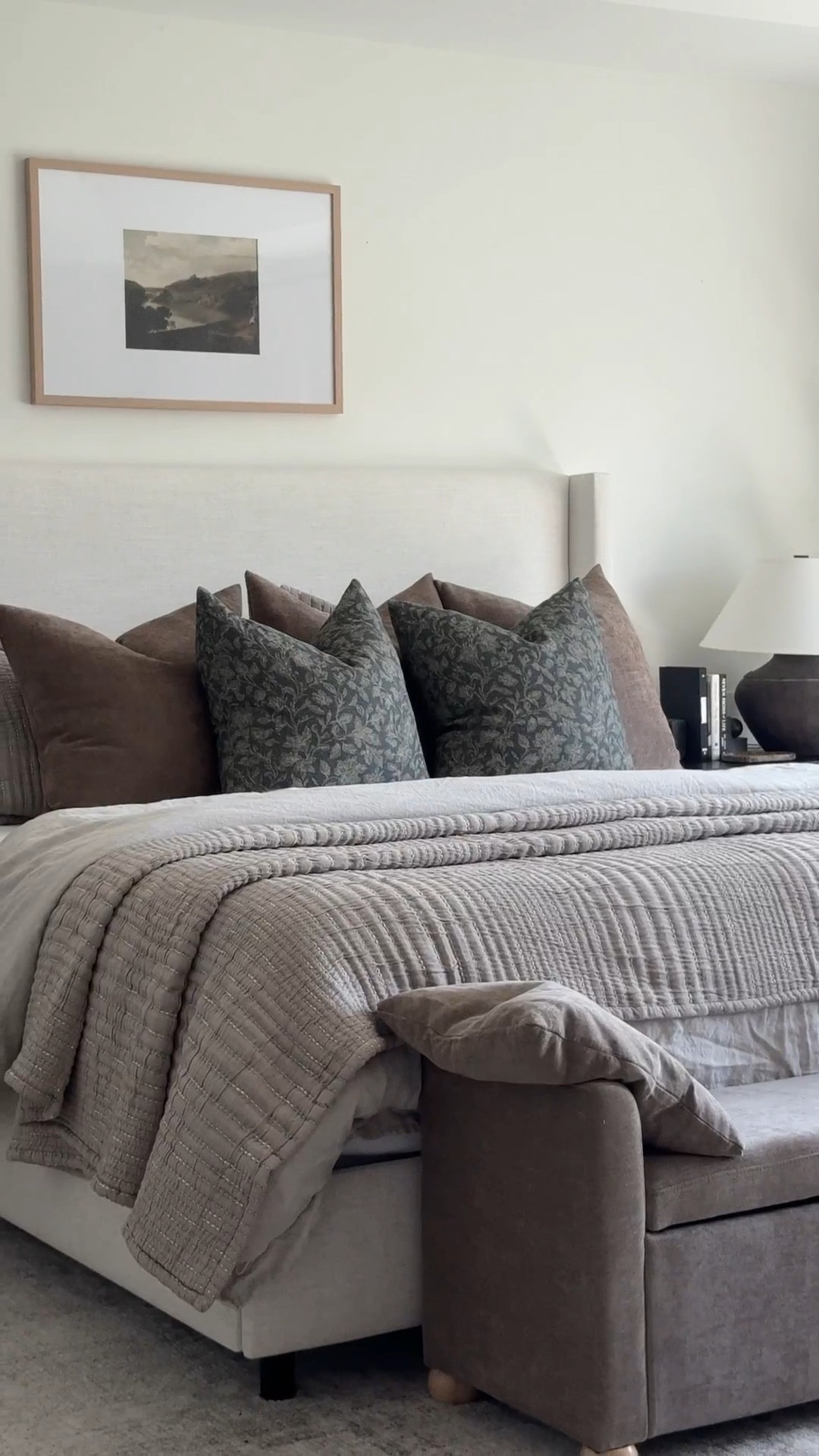 Bedding, primary bedroom, bedroom decor, bedroom rug, nightstand decor, charging nightstands, nightstand lamp, bed throw pillows, bed bench, Amazon curtains

#LTKHome