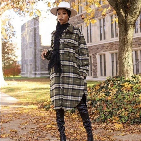 H&M Green Plaid Long Sleeves Jacket Shacket Medium NEW | Etsy | Etsy (US)