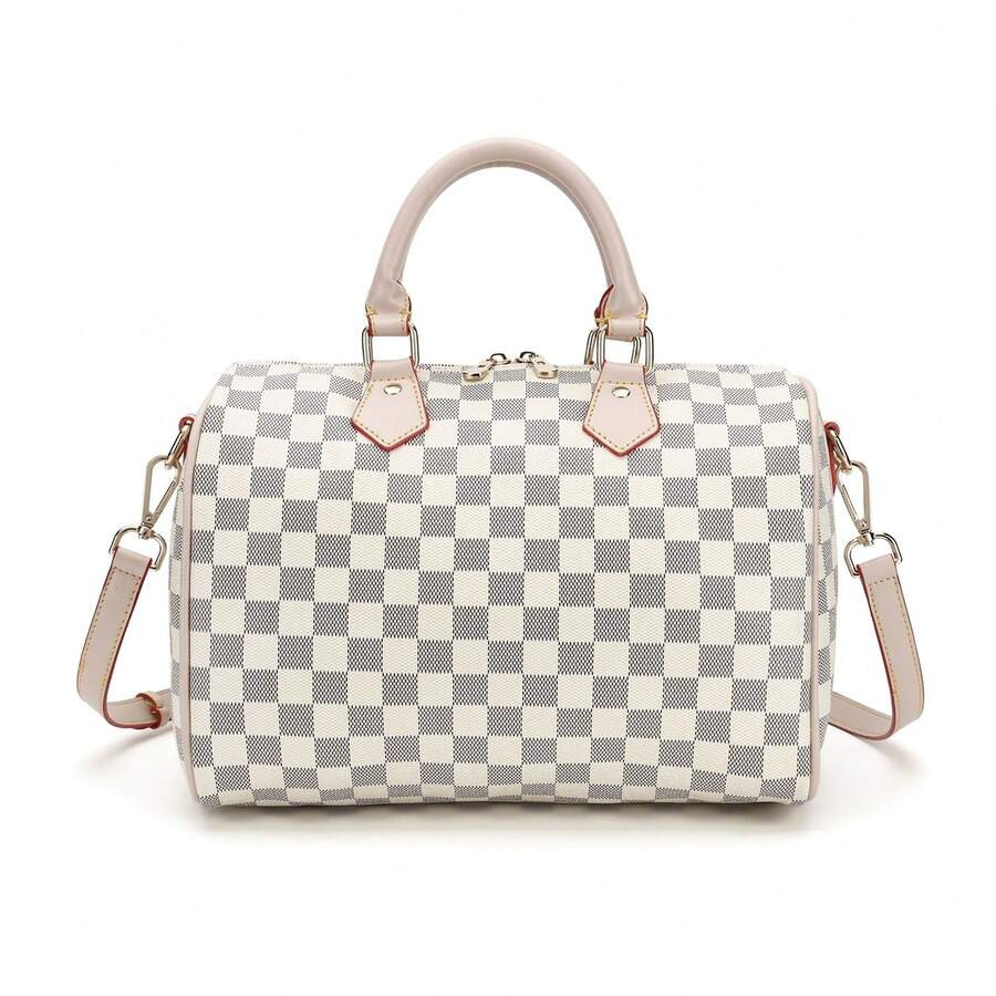 Luxury Checkered Tote Bags Shoulder Bag Women Design Fashion Handbag Leather Satchel Crossbody Fo... | SHEIN