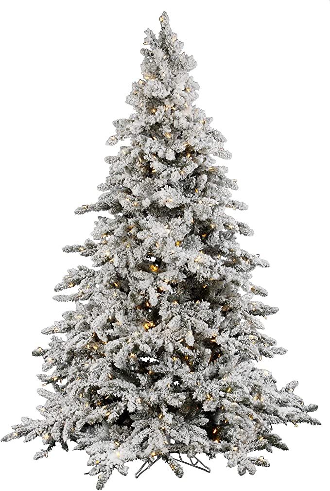 Vickerman 7.5' Flocked Utica Fir Artificial Christmas Tree, Warm White LED Lights - Snow Covered ... | Amazon (US)