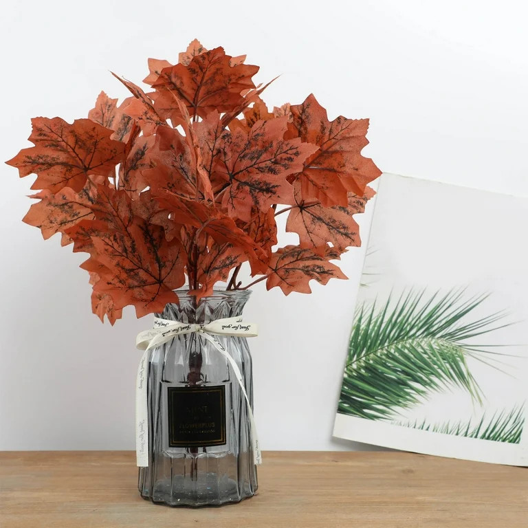 XEOVHV Fall Faux Eucalyptus Stems in Glass Vase 15.38" Artificial Autumn Eucalyptus Branches with... | Walmart (US)