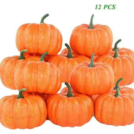 YOYTOO 12Pcs Pumpkin Decoration Set Artificial Mini Pumpkins Decor for Fall Harvest Thanksgiving Halloween Party | Walmart (US)