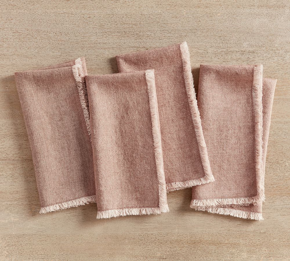 Frayed Oversized Linen Napkins - Set of 4 | Pottery Barn (US)