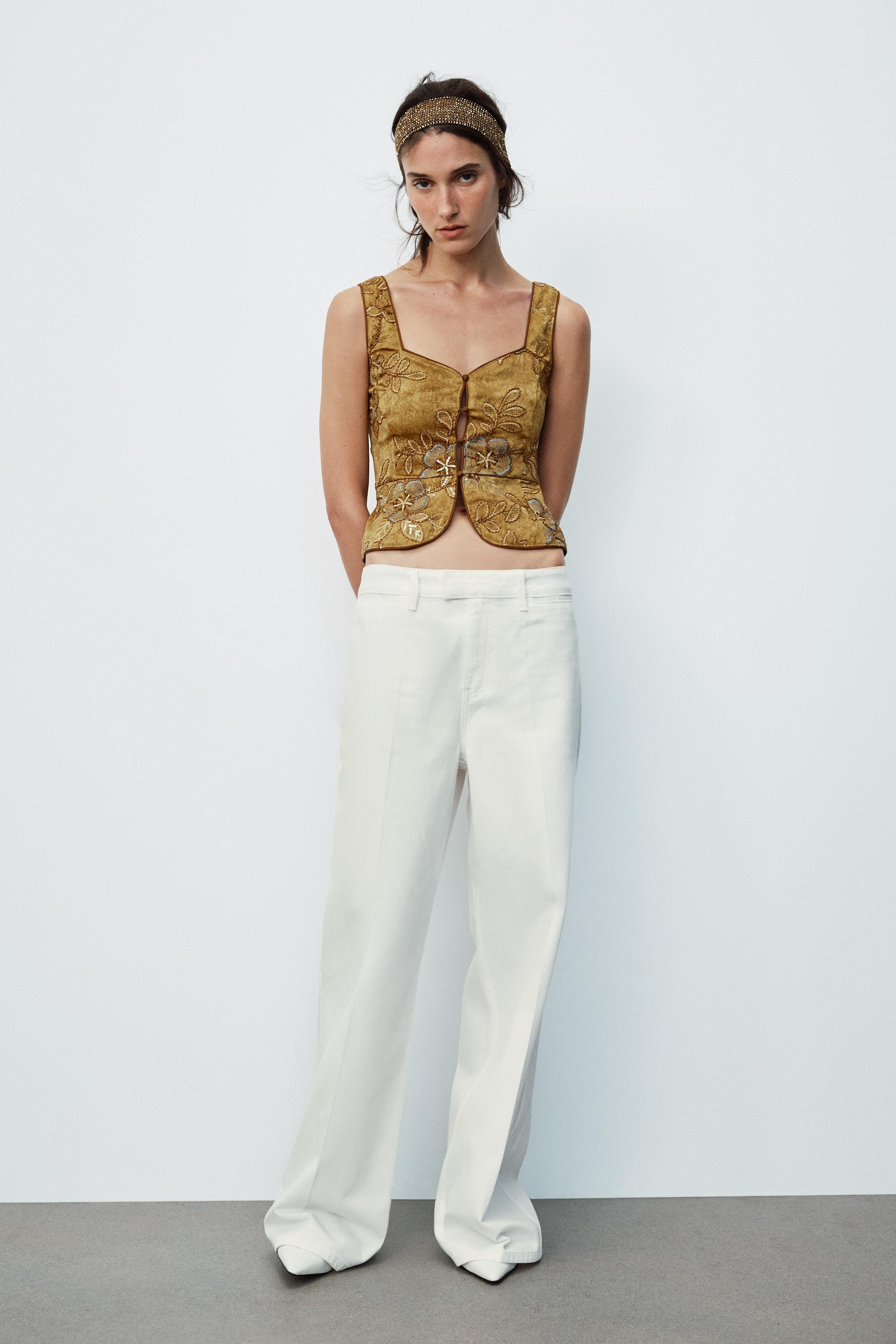 BEADED EMBROIDERED VEST TOP | Zara US