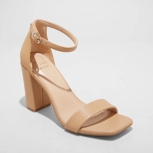 Women's Ema High Block Square Toe Sandals - A New Day™ | Target
