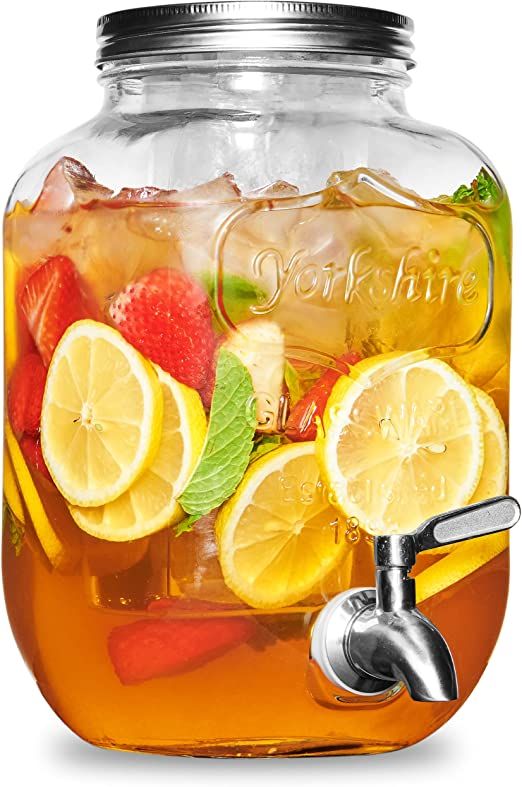 FineDine Glass Drink Dispenser for Fridge - 1 Gallon Water, Laundry Detergent, Juice or Beverage ... | Amazon (US)