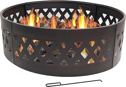Sunnydaze Crossweave Fire Pit Campfire Ring - Large Outdoor Heavy Duty Metal Round Wood Burning F... | Amazon (US)