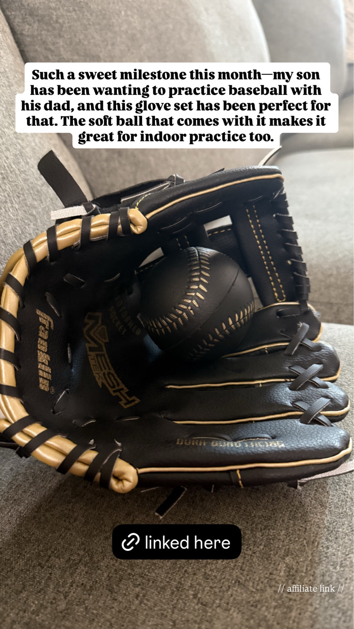 Such a sweet milestone this month—my son has been wanting to practice baseball with his dad, and this glove set has been perfect for that. The soft ball that comes with it makes it great for indoor practice too.

#LTKstorytime #LTKmomlife #LTKKids