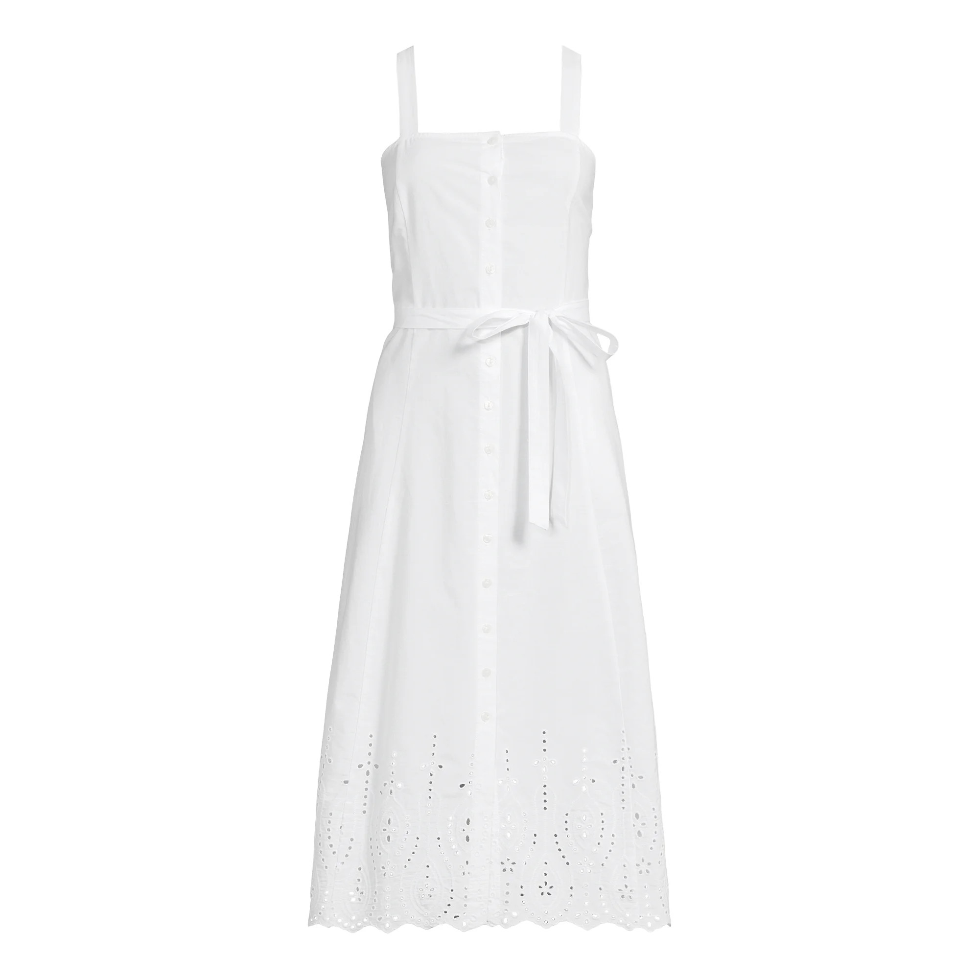 Time and Tru Women's Cotton Eyelet Button Front Dress, Sizes XS-XXXL - Walmart.com | Walmart (US)