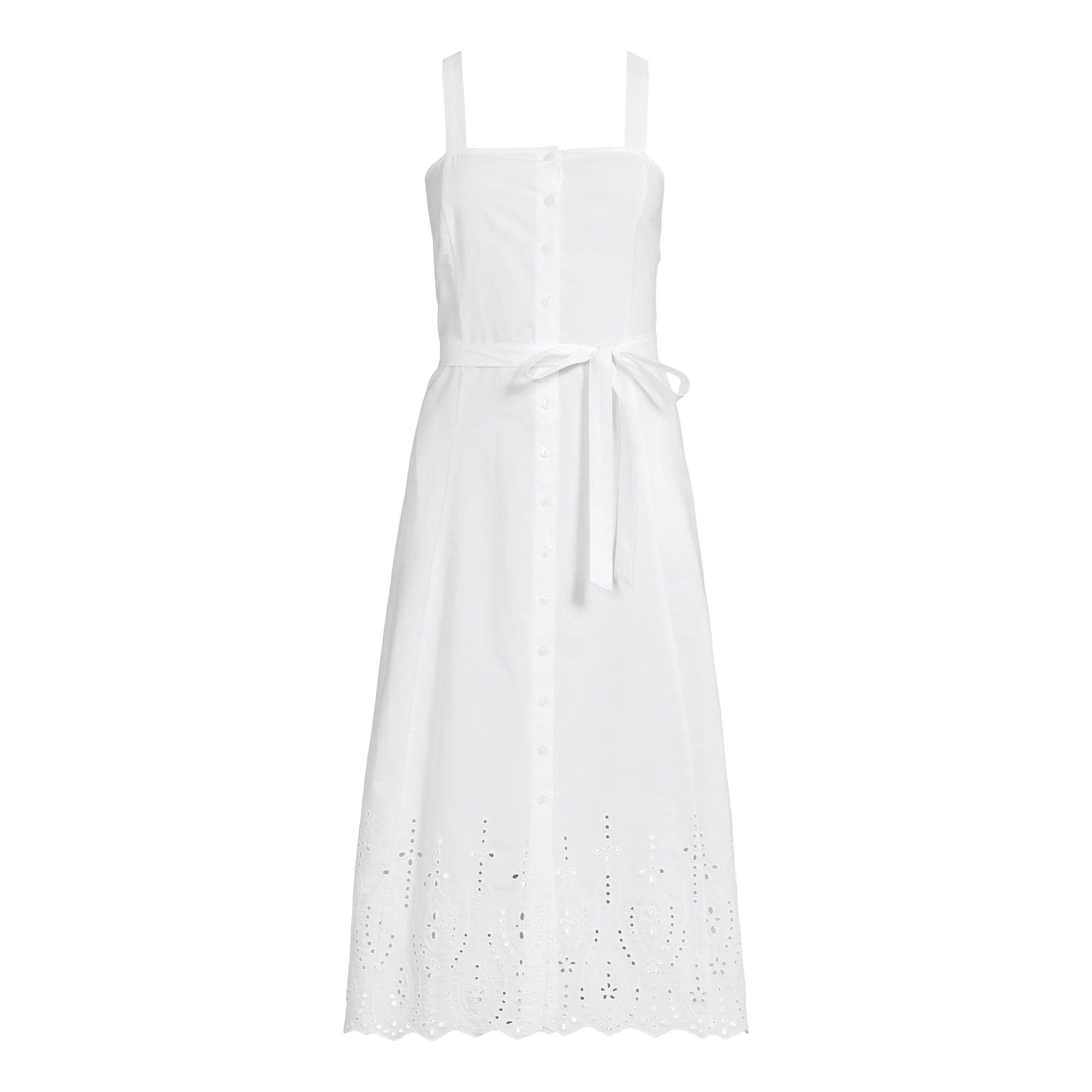Time and Tru Women's Cotton Eyelet Button Front Dress, Sizes XS-XXXL | Walmart (US)