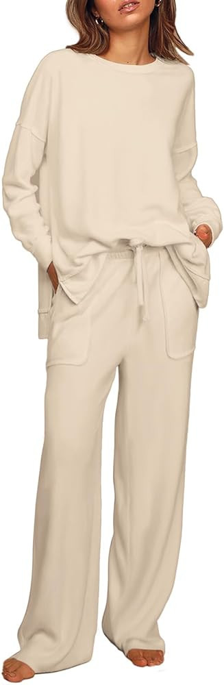 ETCYY NEW Lounge Sets for Women 2 Piece Outfits with Side Split Sweatshirt Tops and ... | Amazon (US)