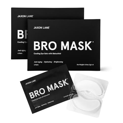 BRO MASK Under Eye Patches for Men with Hydrogel (2 x 6 pairs) - Anti-Aging Korean Eye Masks for Dark Circles and Puffiness- Puffy Under Eye Treatment - Perfect Skin Care Stocking Stuffers for Men | Amazon (US)