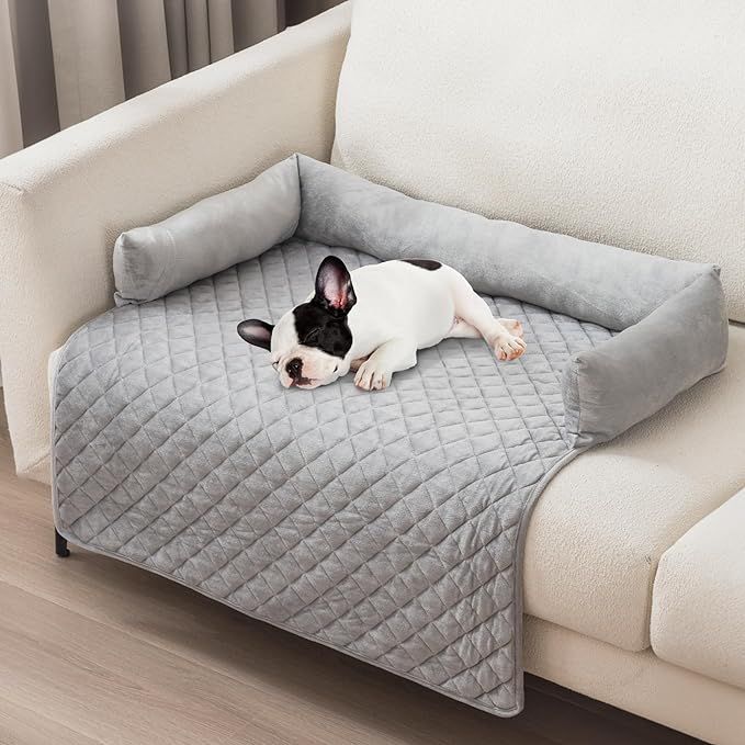 Dogejoy Calming Dog Bed Couch Cover Quilted Slip Resistant Dog Sofa Cover with Soft Neck Bolster ... | Amazon (US)
