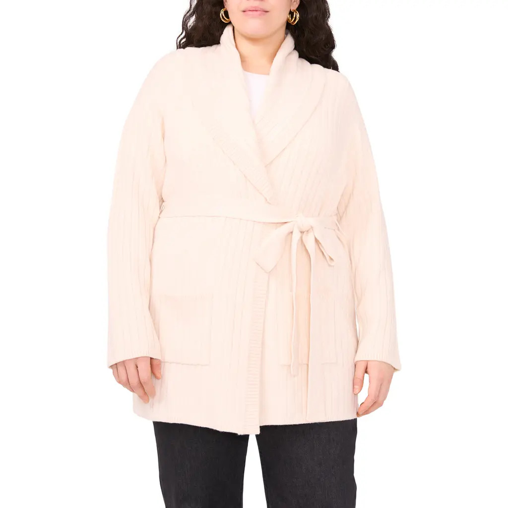 Vince Camuto Shawl Collar Belted Cardigan in White Swan at Nordstrom Rack, Size 1 X | Nordstrom Rack