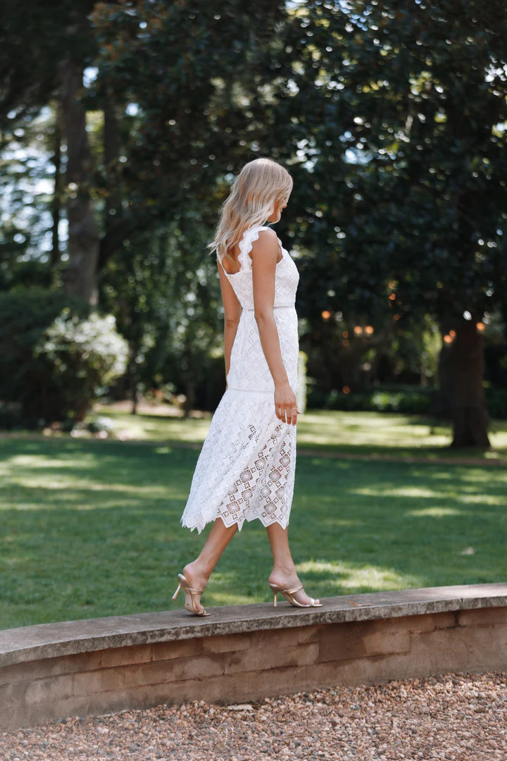 Harper Midi Lace Dress - White | Petal & Pup (US)