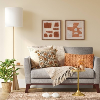 67.75"x17" Modern Floor Lamp with Table Brass - Threshold™: ETL Listed, Polyester Shade, Metal Body | Target