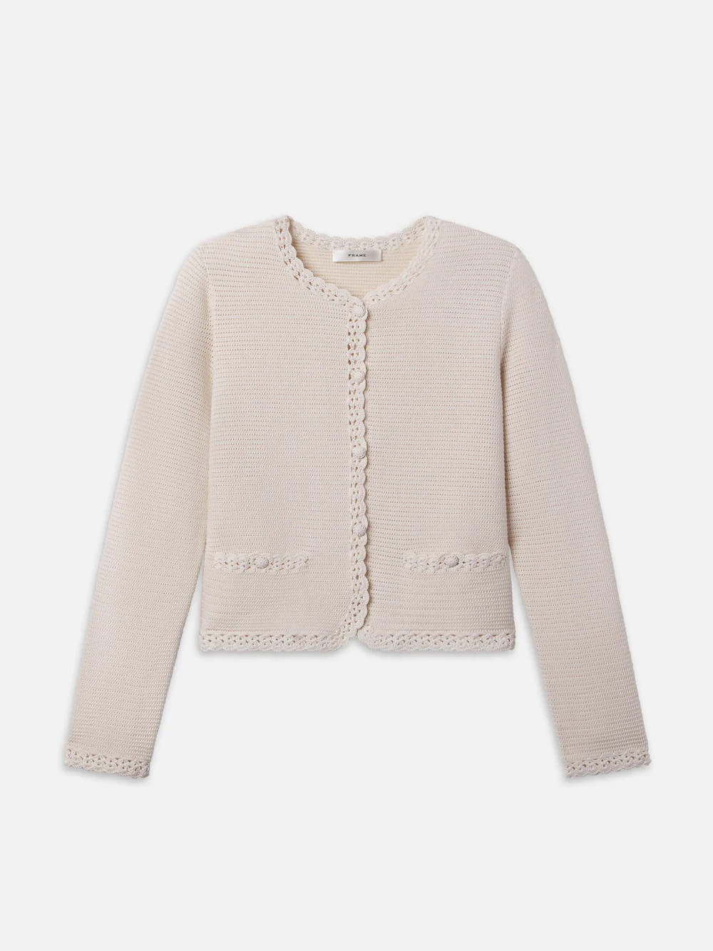 THE CROCHET TRIM JACKET CREAM | Frame Denim