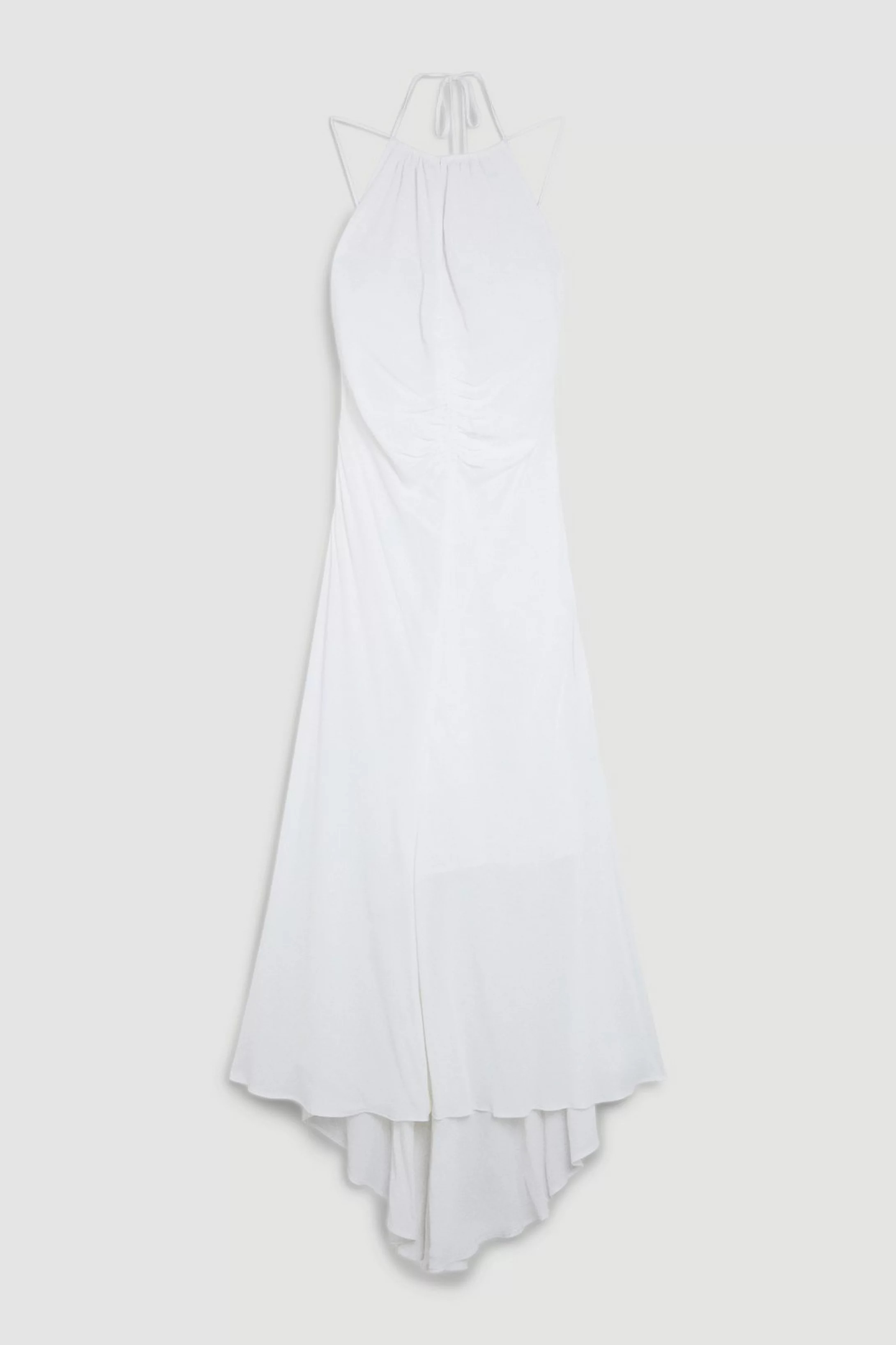Premium Ruched Halter Strappy Maxi Dress | Karen Millen UK + IE + DE + NL