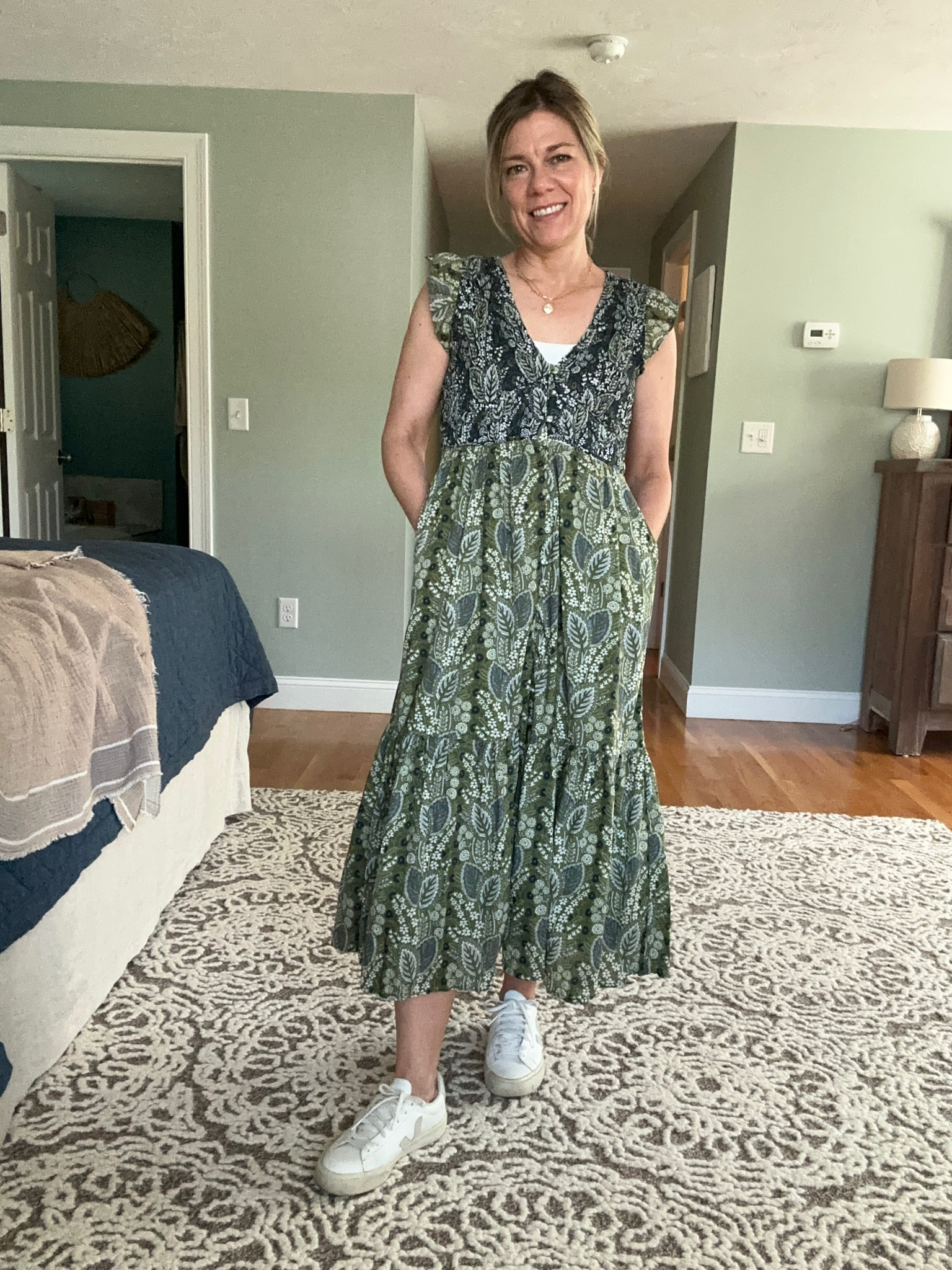OOTD summer to fall transition outfit. The leaves are turning but the weather is still warm. I chose this dress because the colors feel like fall but it keeps me cool on these warm days.

#LTKSeasonal #LTKOver40