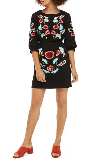 Women's Topshop Embroidered Blouson Sleeve Dress | Nordstrom