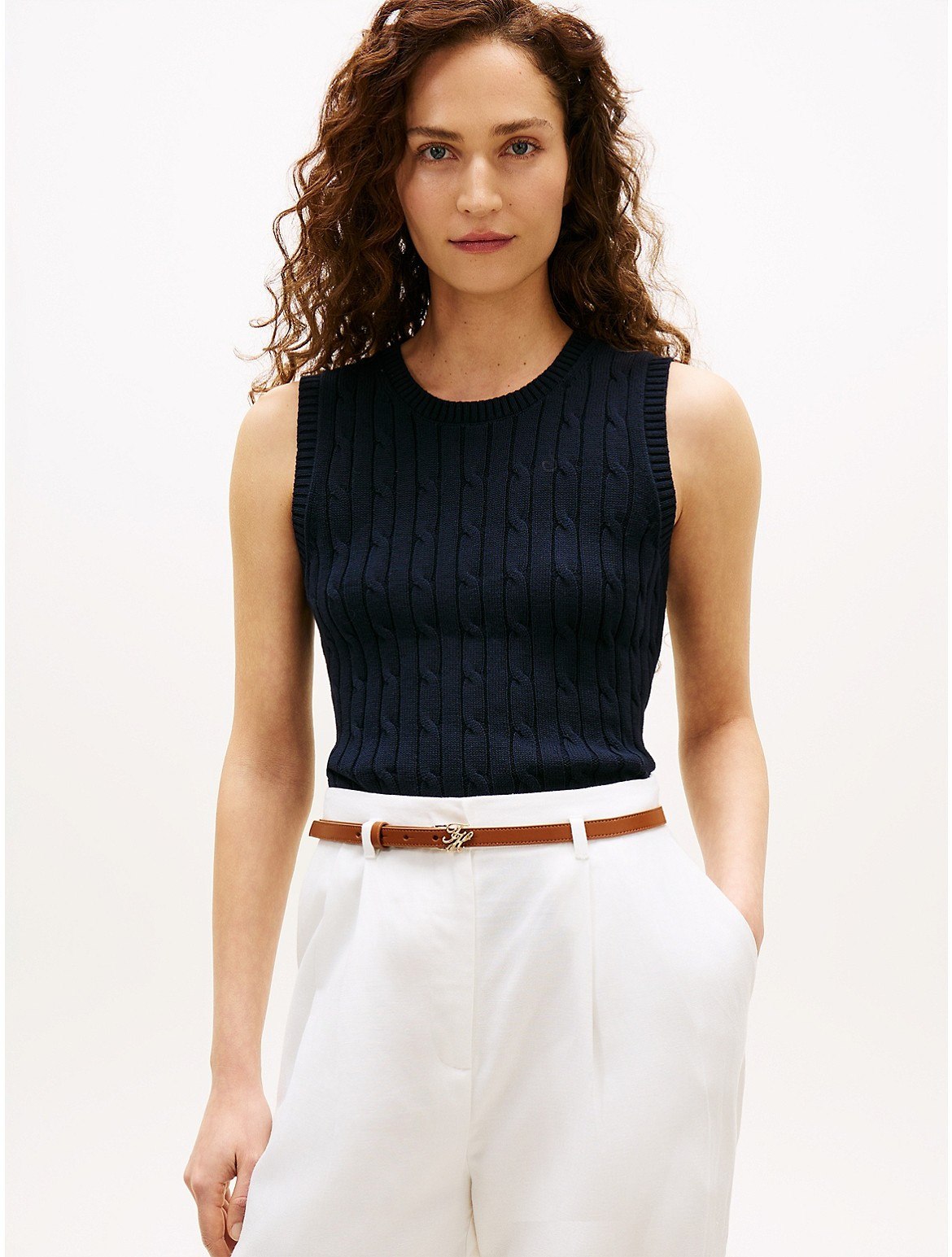 Tommy Hilfiger Women's Cable Knit Sweater Vest - Navy - XXS | Tommy Hilfiger (US)