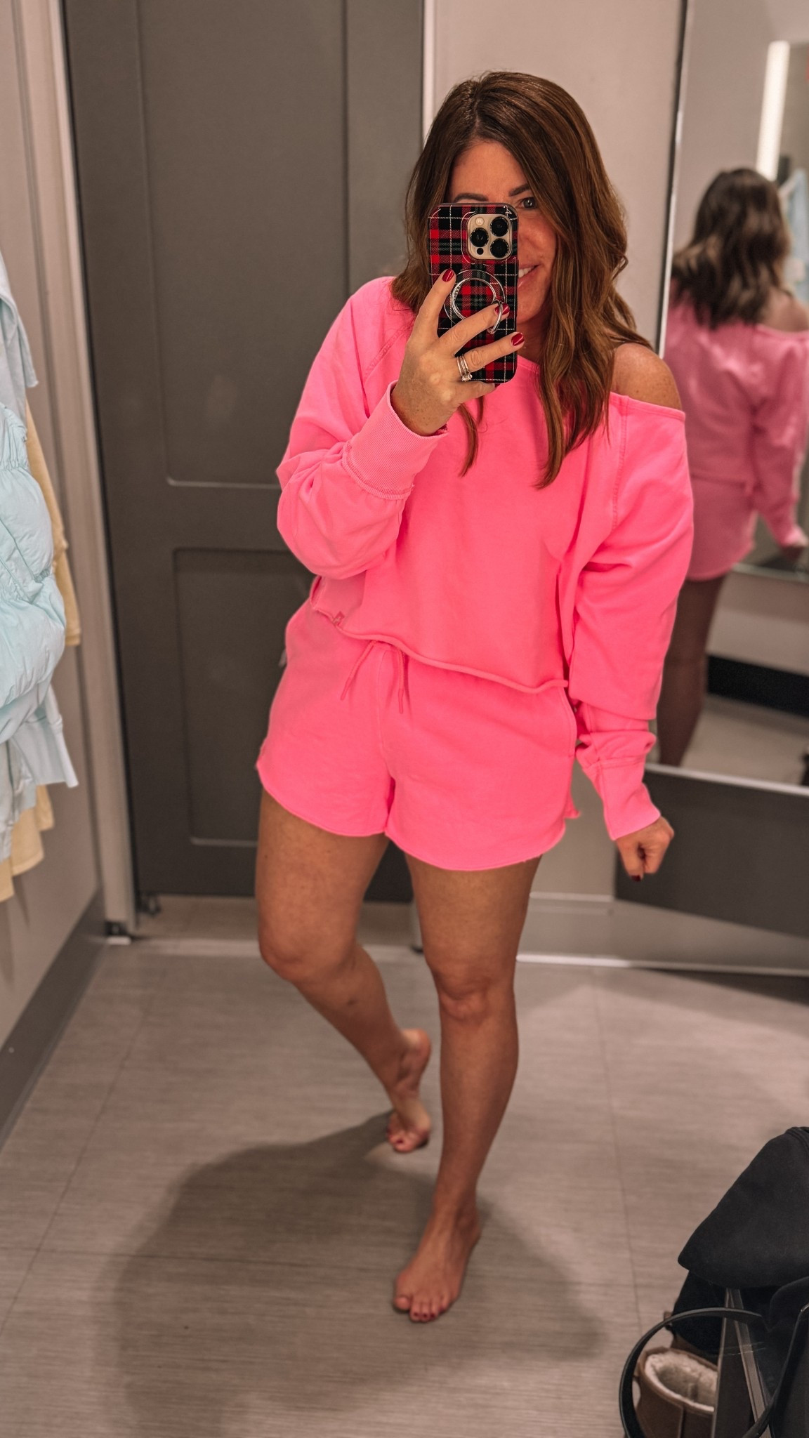 30% off!! Cute those winter blues with these bright neon pink matching pieces.

Off the shoulder, Terry sweatshirt size medium. For more length, I would go up one size.

High rise, drawstring, raw dolphin, him shorts/size medium

These pieces are great to wear together or mix and match with other pieces. Great to add a pop of color to your active wear. They are on sale through end of day Saturday, the 10th



#LTKSaleAlert #LTKFindsUnder50 #LTKOver40