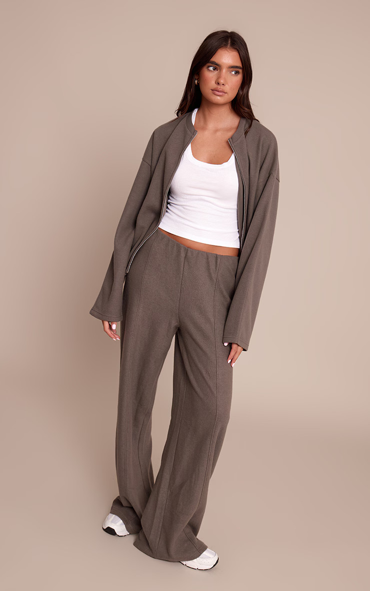 Charcoal Soft Touch Zip Through Sweatshirt | PrettyLittleThing UK