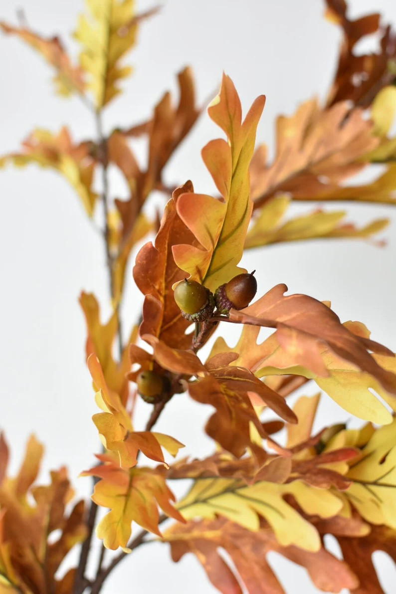 46" Faux Oak Leaf Fall Foliage With Acorns - Orange/Yellow/Brown autumn branch | Etsy (Global)