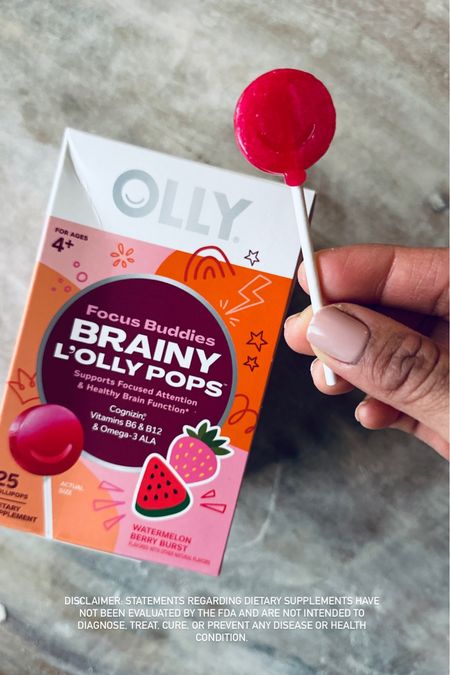 
#AD Olly has come out with Olly Brainy L’ollypops for school aged children which supports focused attention and healthy brain function with vitamins b6,  b12 , and omega 3 ALA*. These are designed to increase cognitive performance, concentration* critical thinking, and problem-solving, while decreasing stress and fatigue. You can find them now at @Target 

It’s a delicious treat your kids will enjoy and you can feel good about it too. 
Disclaimer: Statements regarding dietary supplements have not been evaluated by the FDA and are not intended to diagnose, treat, cure, or prevent any disease or health condition.
