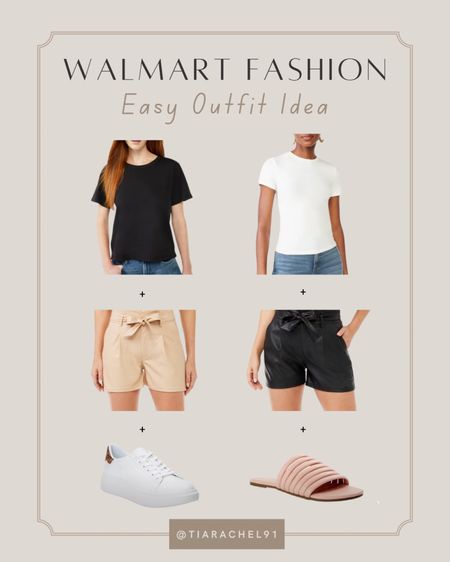 Casual outfit idea from Walmart! Wearing a 10 in leather shorts, medium tees 

#LTKFind #LTKSeasonal #LTKunder50